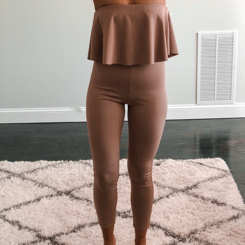 Nude strapless jumpsuit